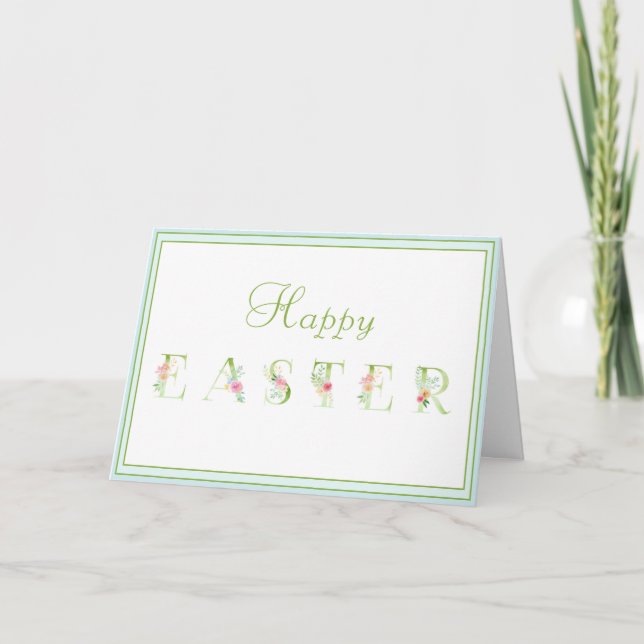Pastel Floral Easter Greeting Card (Front)