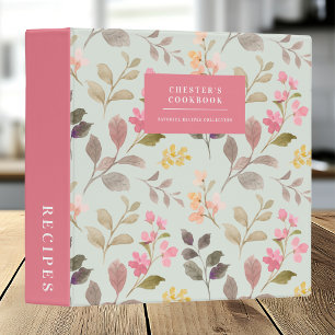 Pastel Floral Elegance Vintage Cookbook Recipes 3 Ring Binder