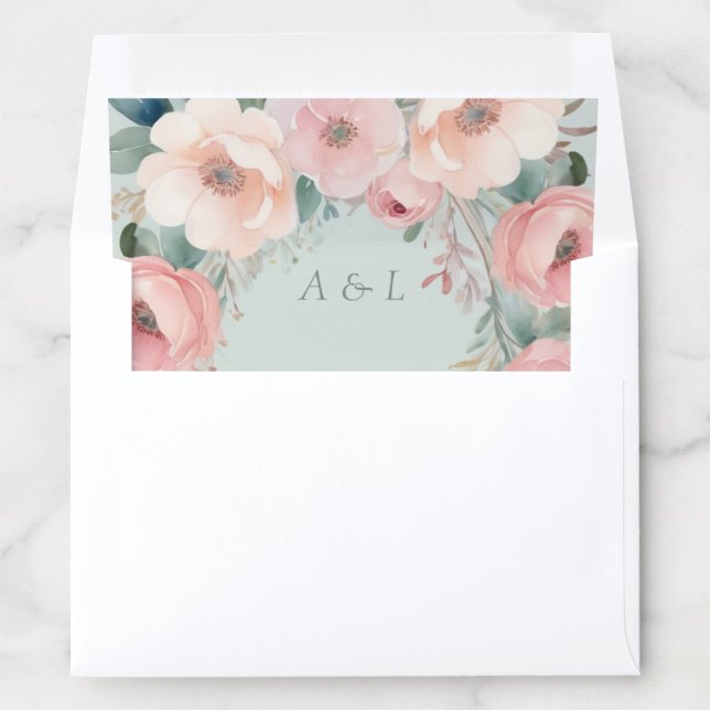 Pastel Floral Elegance Wedding Envelope Liner (In Envelope)