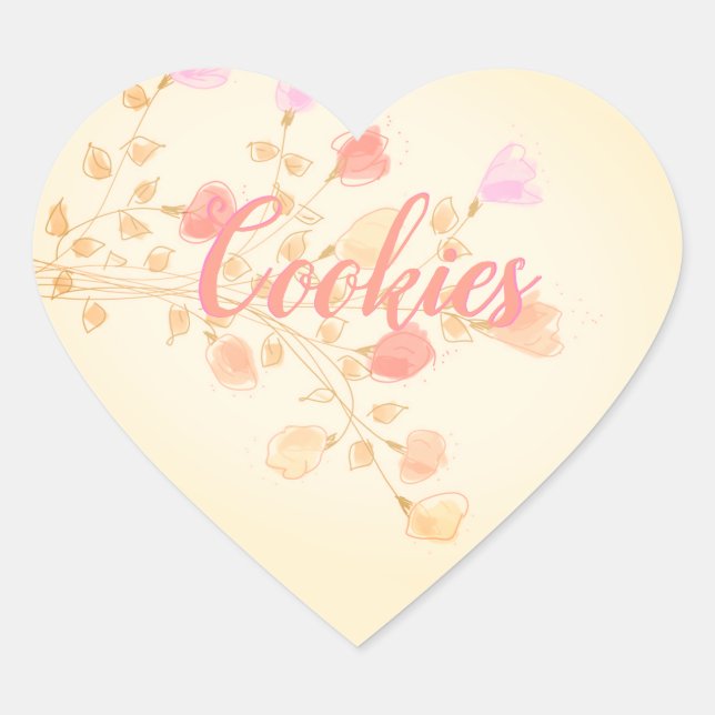 Pastel Floral Elegant Heart Sticker (Front)