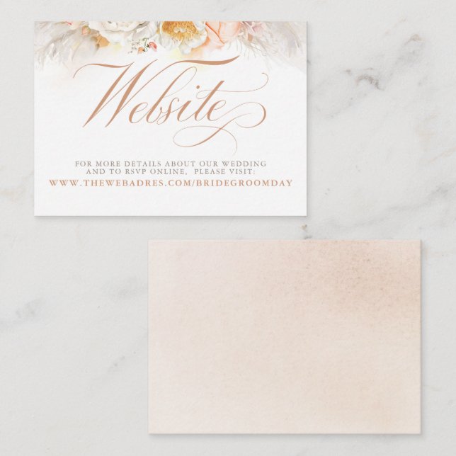 Pastel Floral Exotic Wedding Website Card (Front/Back)
