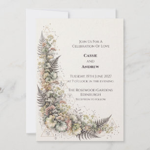 Pastel Floral Fern Wedding Invitation