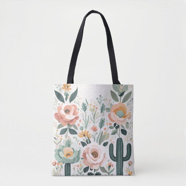 Pastel Floral Fiesta Tote Bag (Front)