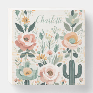 Pastel Floral Fiesta Wooden Box Sign