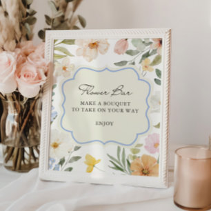Pastel Floral Flower Bar Poster