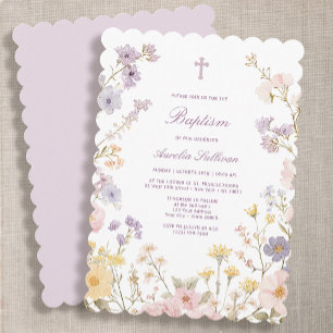Pastel Floral Frame Baptism Invitation
