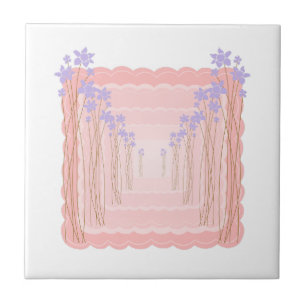 Pastel Floral Frame Ceramic Tile