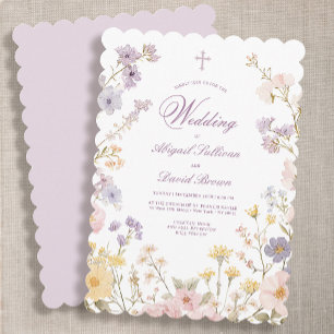 Pastel Floral Frame Religious Wedding Invitation