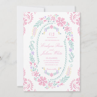Pastel Floral Frame Wedding Invitation Card