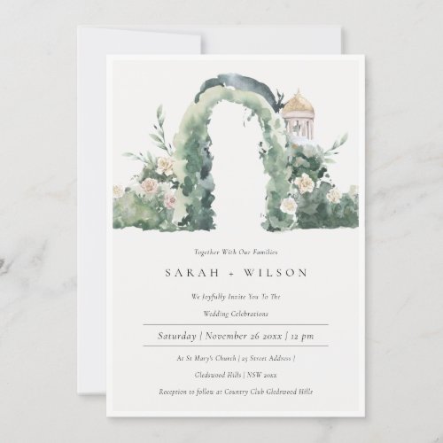 Pastel Floral Garden Arch Botanical Wedding Invite