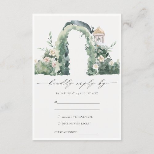 Pastel Floral Garden Arch Botanical Wedding RSVP Enclosure Card