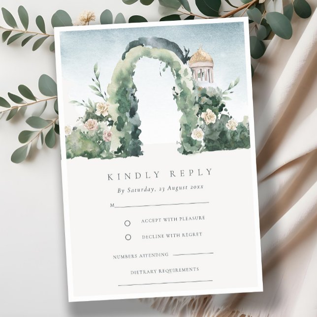Pastel Floral Garden Arch Botanical Wedding RSVP Enclosure Card (Creator Uploaded)