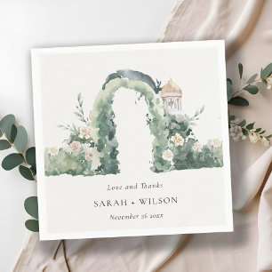 Pastel Floral Garden Arch Botanical Wedding Thanks Napkins