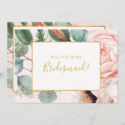 Pastel Floral Garden  Bridesmaid Proposal Card