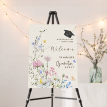 Pastel Floral Garden Graduate Party Welcome Sign
