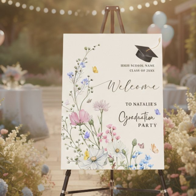 Pastel Floral Garden Graduate Party Welcome Sign (Pastel Floral Garden Graduate Party Welcome Sign)