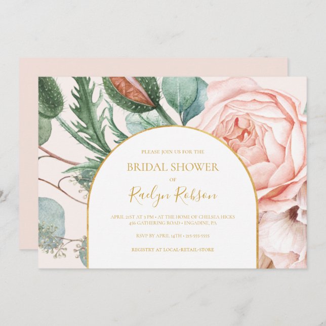 Pastel Floral Garden | Horizontal Bridal Shower Invitation (Front/Back)