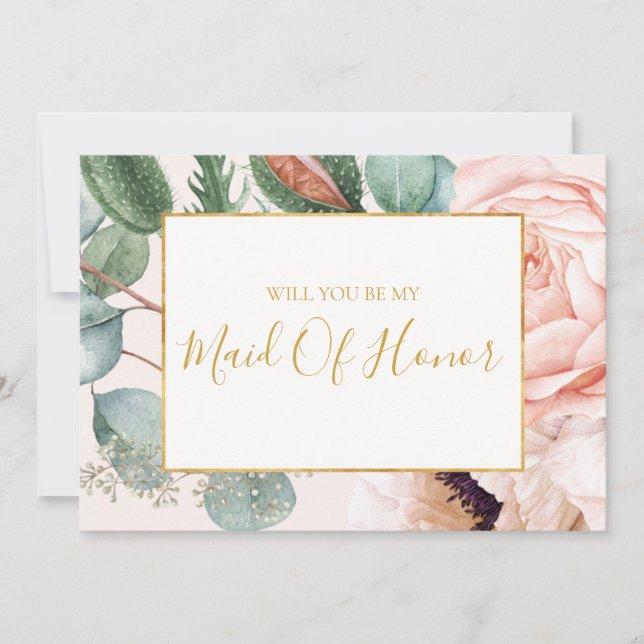 Pastel Floral Garden | Maid Of Honor Proposal Card (Front)