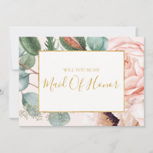 Pastel Floral Garden Maid Of Honor Proposal Card