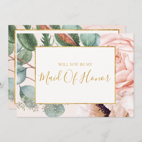 Pastel Floral Garden  Maid Of Honor Proposal Card