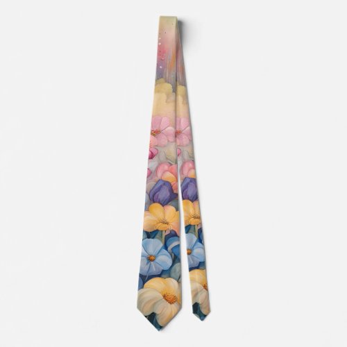 Pastel Floral Garden Neck Tie