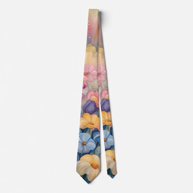 Pastel Floral Garden Neck Tie (Front)