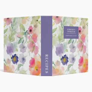 Pastel Floral Grace Vintage Cookbook Recipes 3 Ring Binder