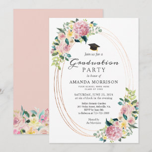 Pastel Floral Graduation Party Invitation