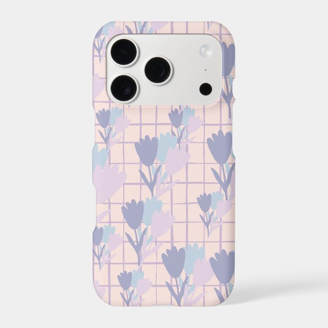 Pastel Floral Grid Seamless Pattern iPhone Case (Back)