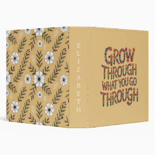 Pastel Floral Growth Mindset Teacher Student 3 Ring Binder