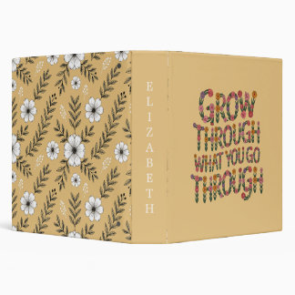 Pastel Floral Growth Mindset Teacher Student  3 Ring Binder