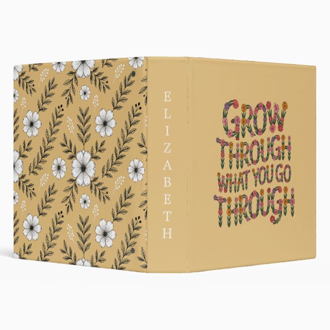 Pastel Floral Growth Mindset Teacher Student  3 Ring Binder (Background)
