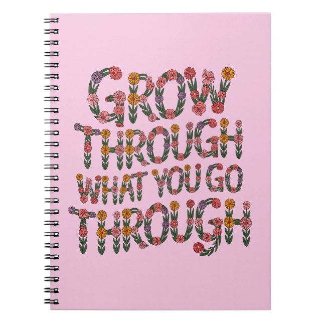 Pastel Floral Growth Mindset Teacher Student  Notebook (Front)