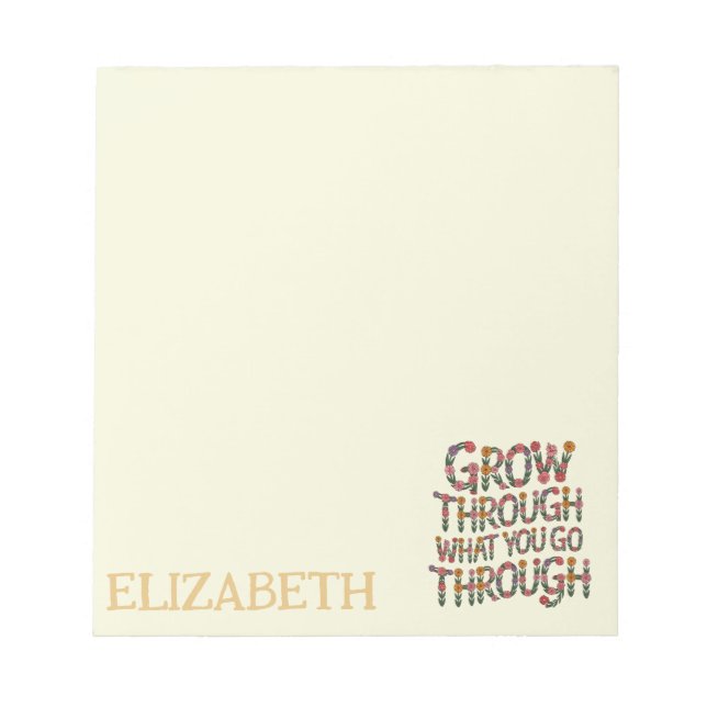 Pastel Floral Growth Mindset Teacher Student Notepad (Front)