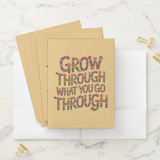 Pastel Floral Growth Mindset Teacher Student  Pocket Folder