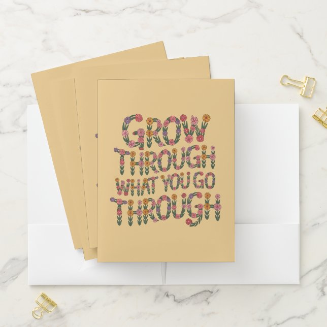 Pastel Floral Growth Mindset Teacher Student  Pocket Folder (In Situ)