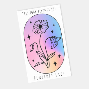 Pastel Floral Hologram Oval Book Plate
