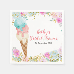Pastel Floral ice cream Couples shower Napkin