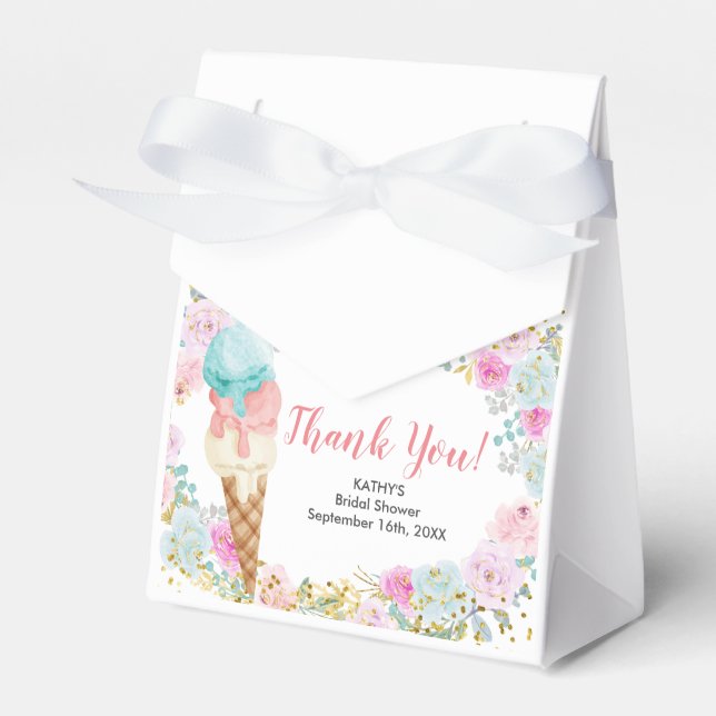 Pastel Floral Ice cream Party  Favor Box (Front Side)