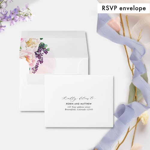 Pastel Floral Inside RSVP with Return Address Envelope