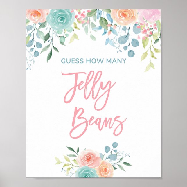 Pastel Floral Jelly Bean Guessing Game Sign 8x10 (Front)