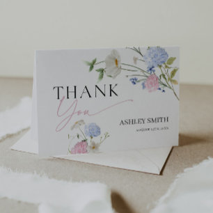 Pastel Floral  Letterpress Thank You Card