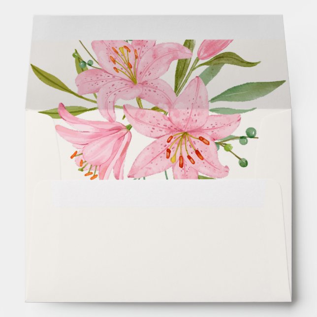 Pastel floral lily pink green envelope (Back (Bottom))