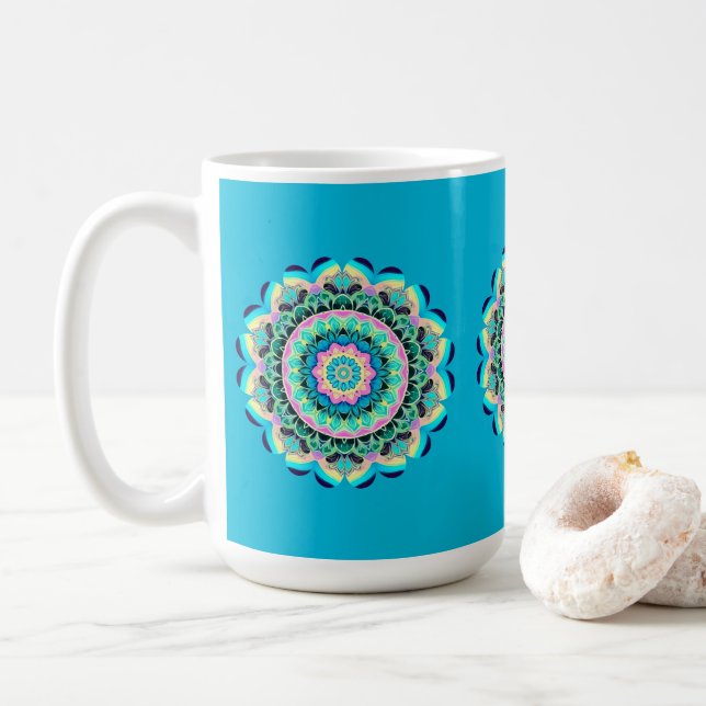 Pastel Floral Mandala Mug (With Donut)