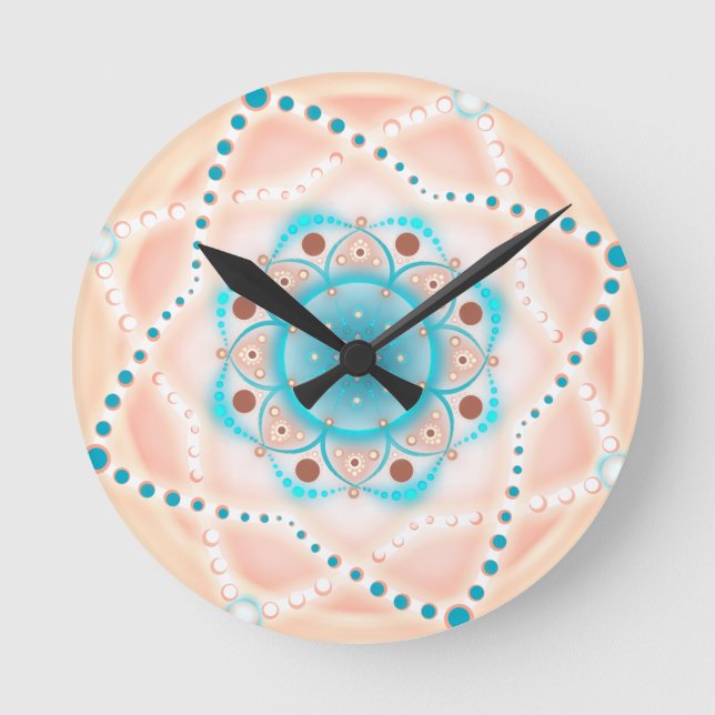 Pastel Floral Mandala Round Clock (Front)