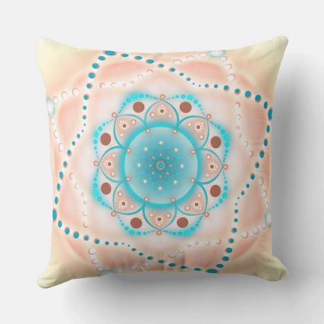Pastel Floral Mandala Throw Pillow (Back)
