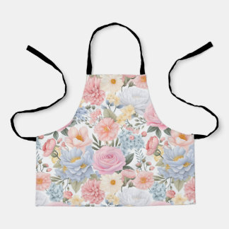 Pastel Floral Medley Flowers Pattern Apron