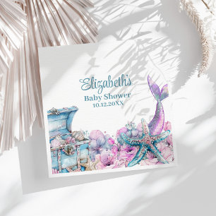 Pastel Floral Mermaid Tail Baby Shower Napkins