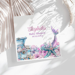 Pastel Floral Mermaid Tail Baby Shower Napkins