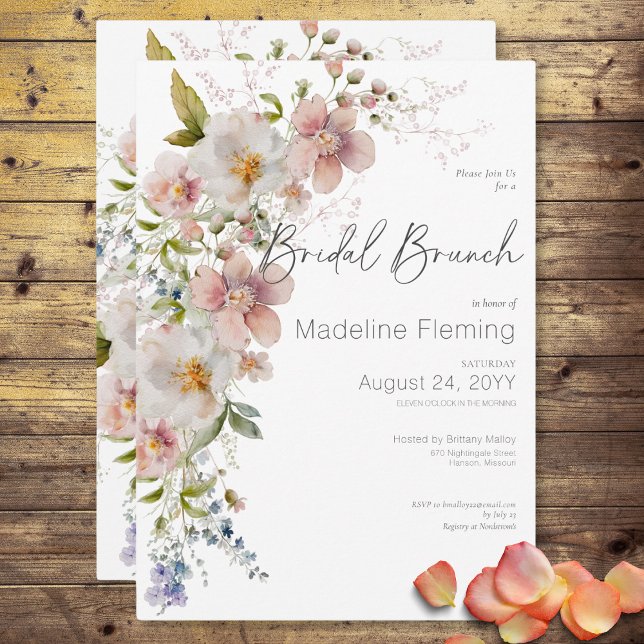 Pastel Floral Modern Bridal Brunch Invitation (Pastel Floral Modern Bridal Brunch Invitation)